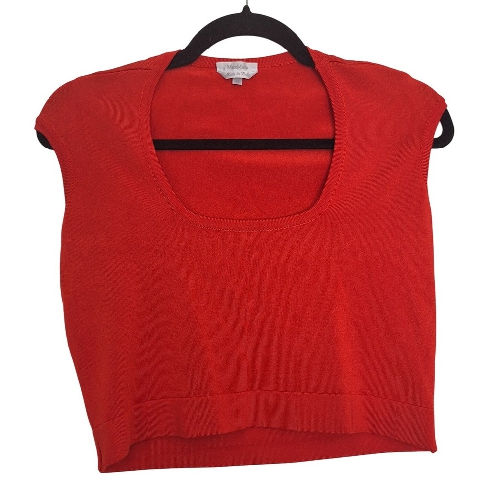 Max Mara Red Knitted Viscose Crew Neck  Crop top Size M